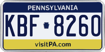 PA license plate KBF8260