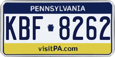PA license plate KBF8262