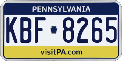 PA license plate KBF8265