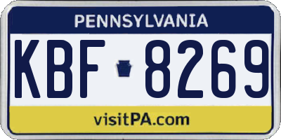 PA license plate KBF8269