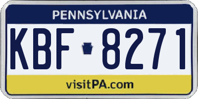 PA license plate KBF8271