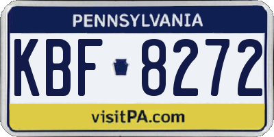 PA license plate KBF8272