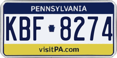 PA license plate KBF8274