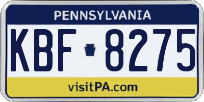 PA license plate KBF8275