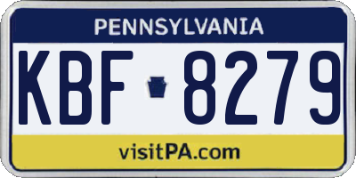 PA license plate KBF8279