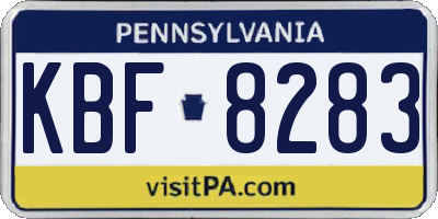PA license plate KBF8283