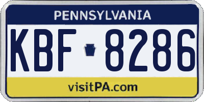 PA license plate KBF8286