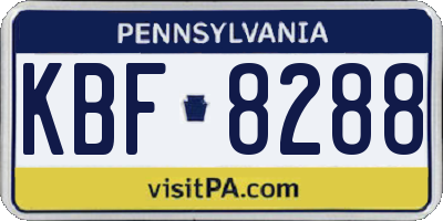 PA license plate KBF8288