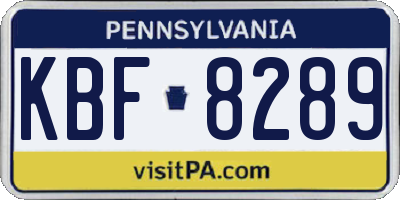 PA license plate KBF8289