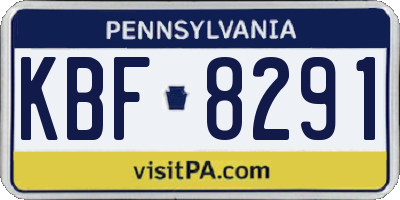 PA license plate KBF8291