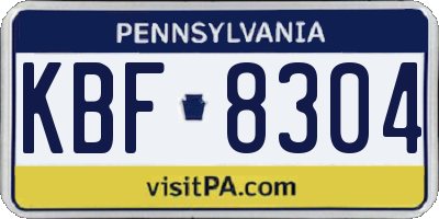 PA license plate KBF8304