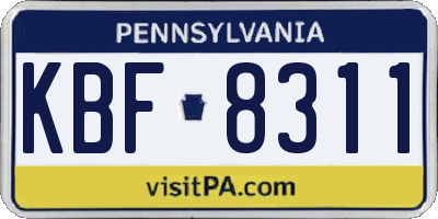PA license plate KBF8311