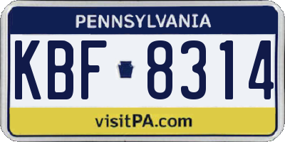 PA license plate KBF8314