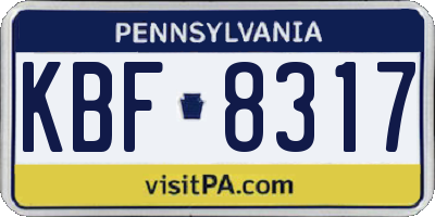 PA license plate KBF8317