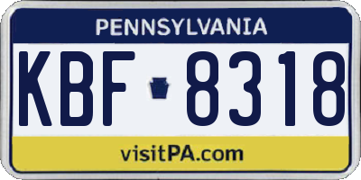 PA license plate KBF8318