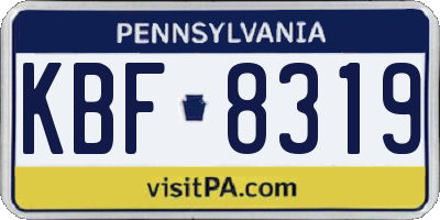 PA license plate KBF8319