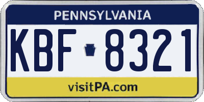 PA license plate KBF8321