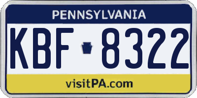 PA license plate KBF8322