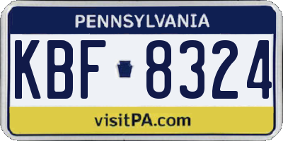 PA license plate KBF8324
