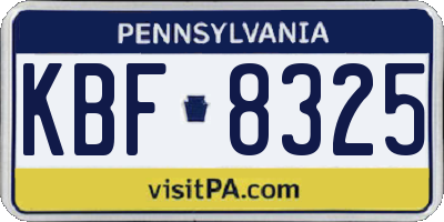 PA license plate KBF8325