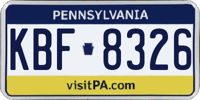 PA license plate KBF8326