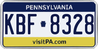 PA license plate KBF8328