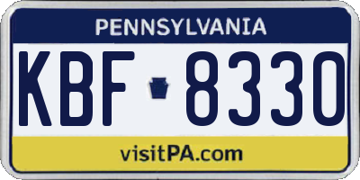 PA license plate KBF8330