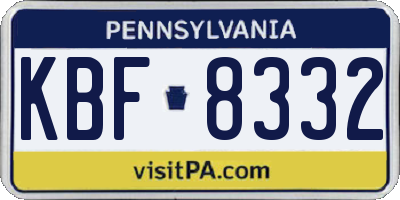 PA license plate KBF8332