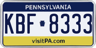 PA license plate KBF8333