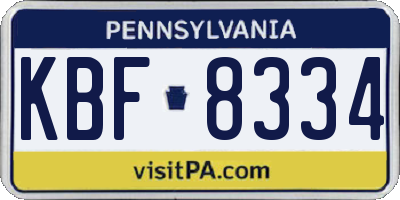 PA license plate KBF8334