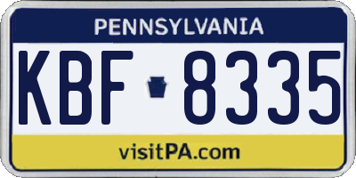 PA license plate KBF8335