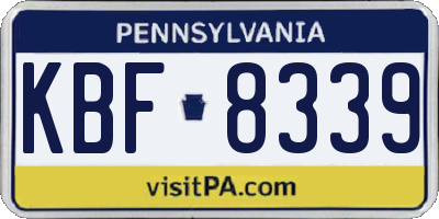 PA license plate KBF8339