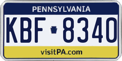PA license plate KBF8340