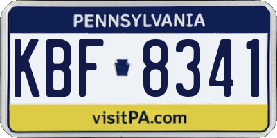 PA license plate KBF8341