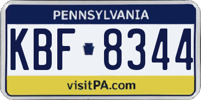 PA license plate KBF8344