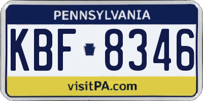 PA license plate KBF8346