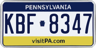 PA license plate KBF8347