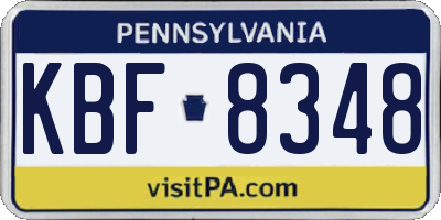 PA license plate KBF8348