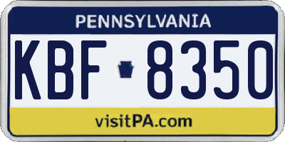 PA license plate KBF8350