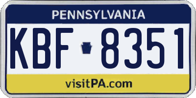 PA license plate KBF8351