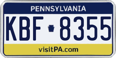 PA license plate KBF8355