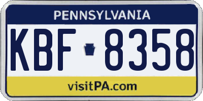 PA license plate KBF8358
