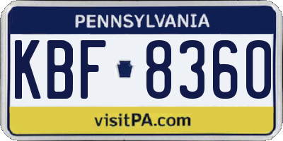 PA license plate KBF8360