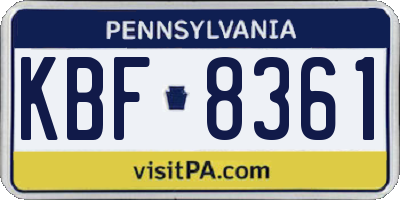 PA license plate KBF8361