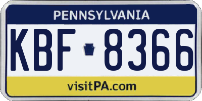 PA license plate KBF8366