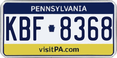 PA license plate KBF8368