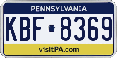 PA license plate KBF8369