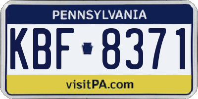 PA license plate KBF8371