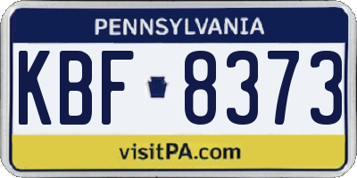 PA license plate KBF8373