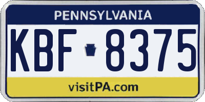 PA license plate KBF8375